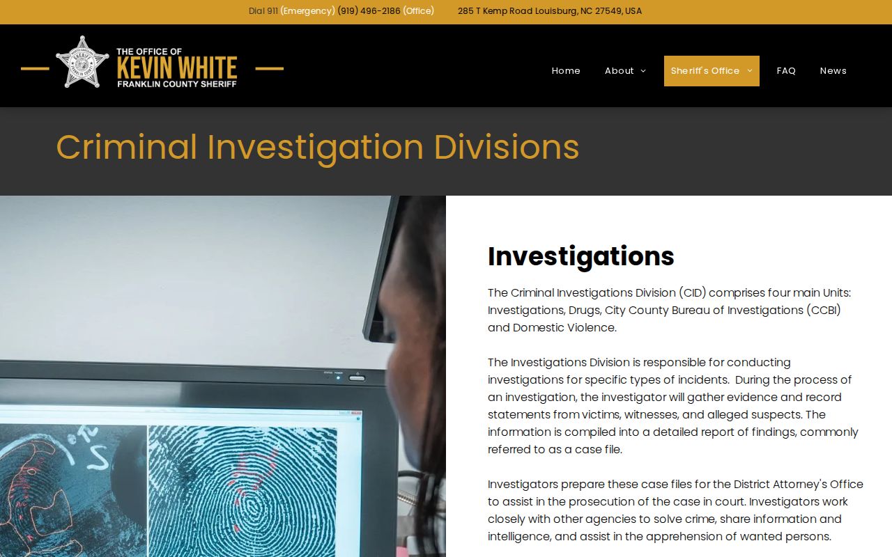 Franklin County Sheriff investigations page